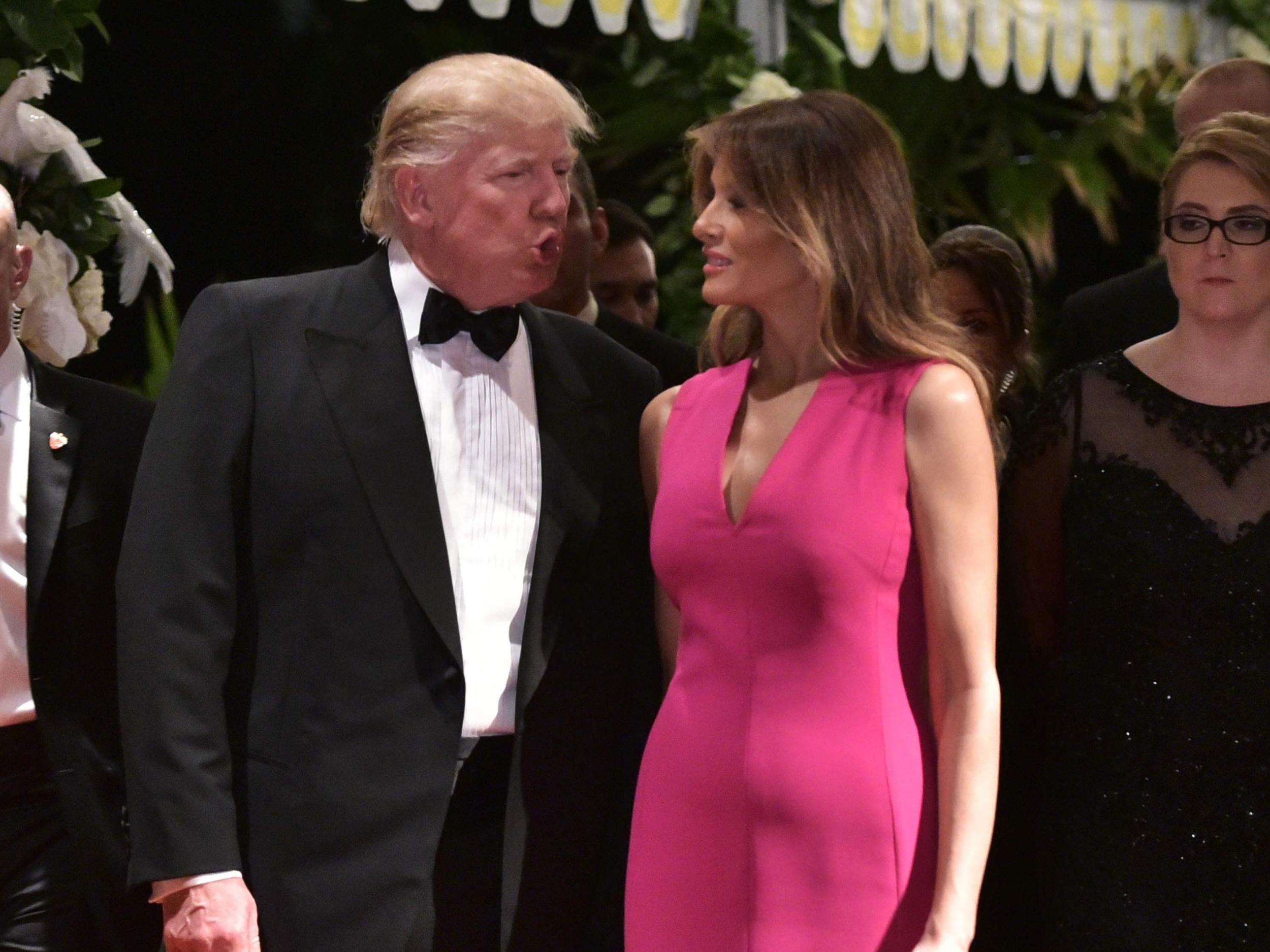 The Trumps arrive for the 60th Annual Red Cross Gala at his Mar-a-Lago estate in Palm Beach on Saturday