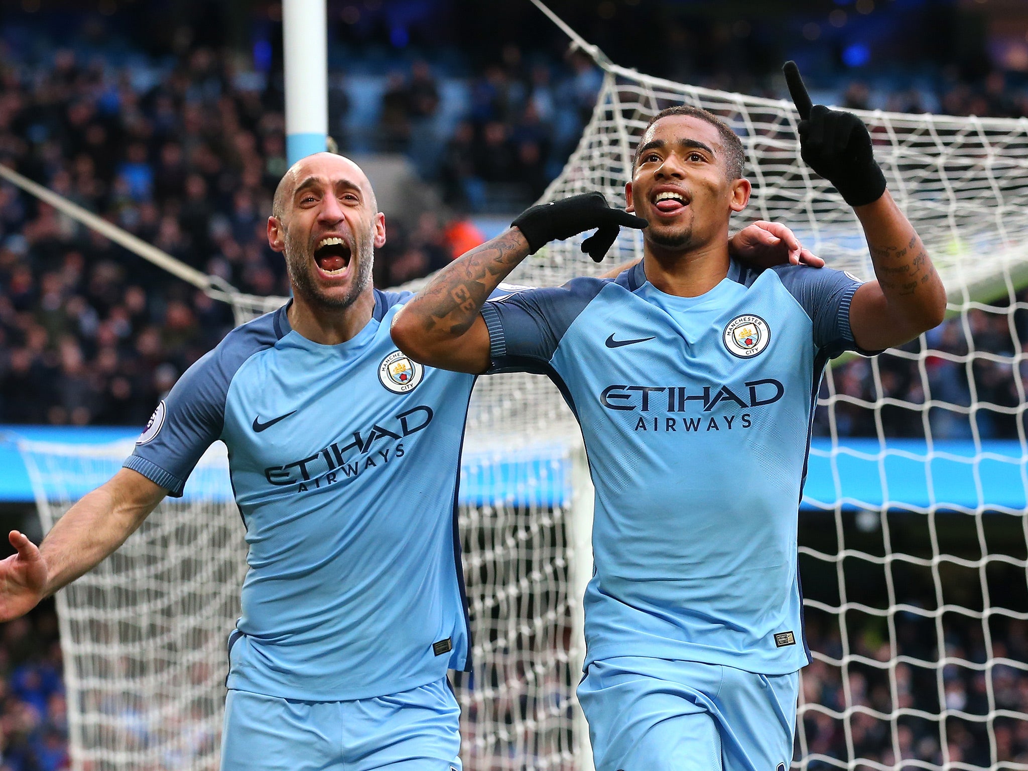 Gabriel Jesus scored on the rebound after his header had been parried by Lukasz Fabianski