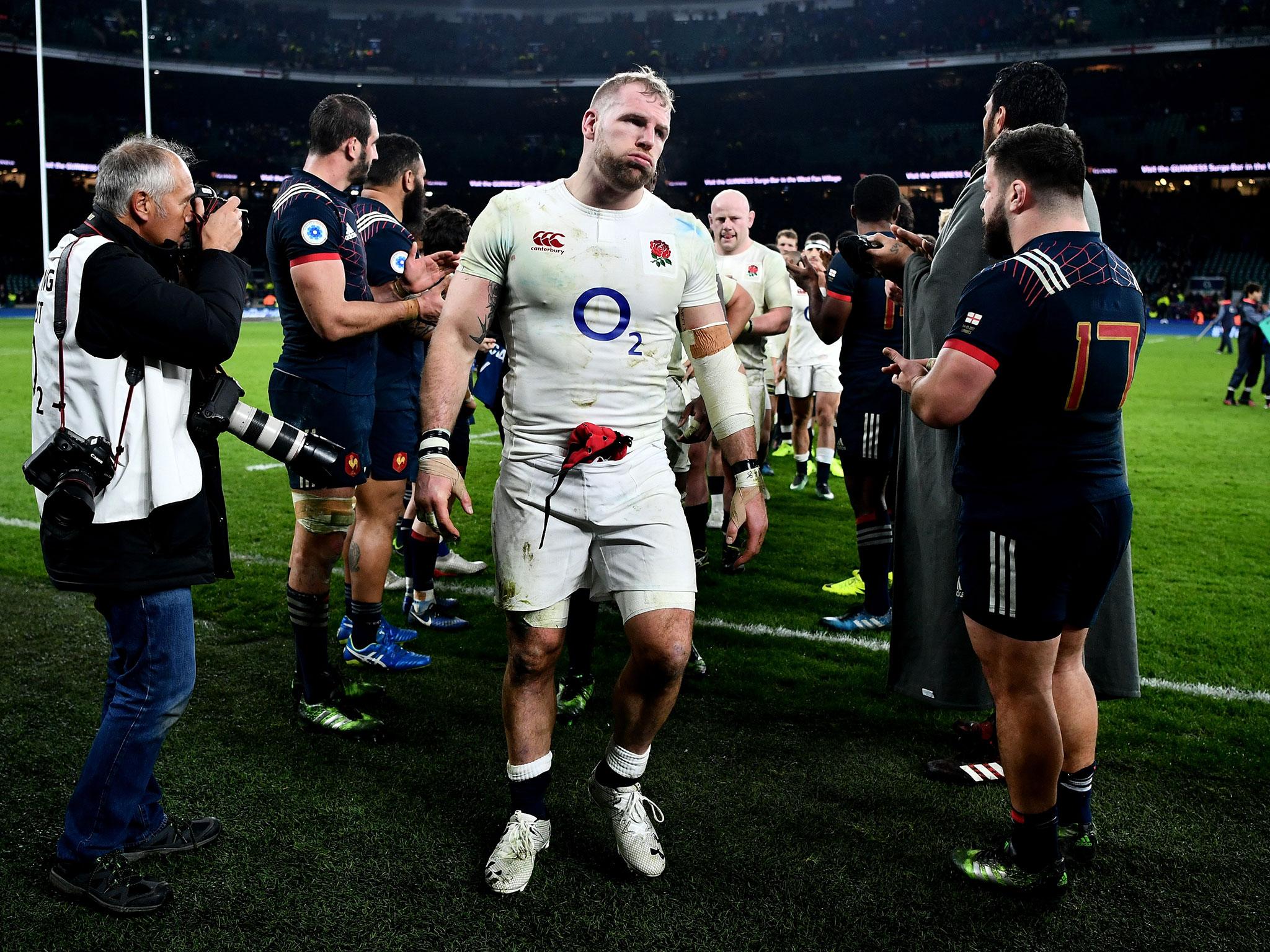 James Haskell puffs out his cheeks following England's narrow 19-16 victory over France