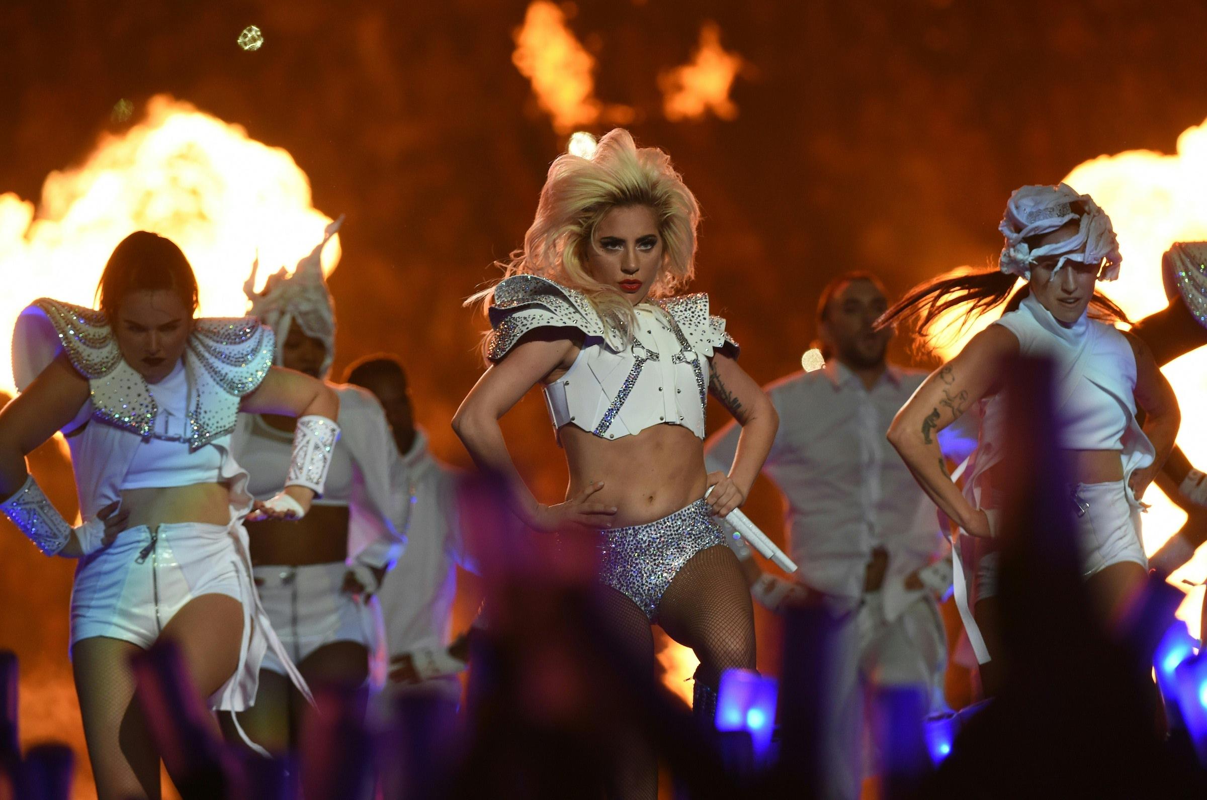 Singer Lady Gaga performs during the halftime show of Super Bowl LI at NGR Stadium in Houston, Texas