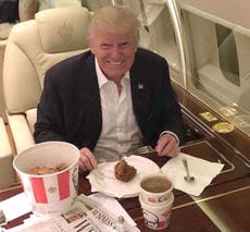 US President eats Big Macs, steaks and crisps on silver plates