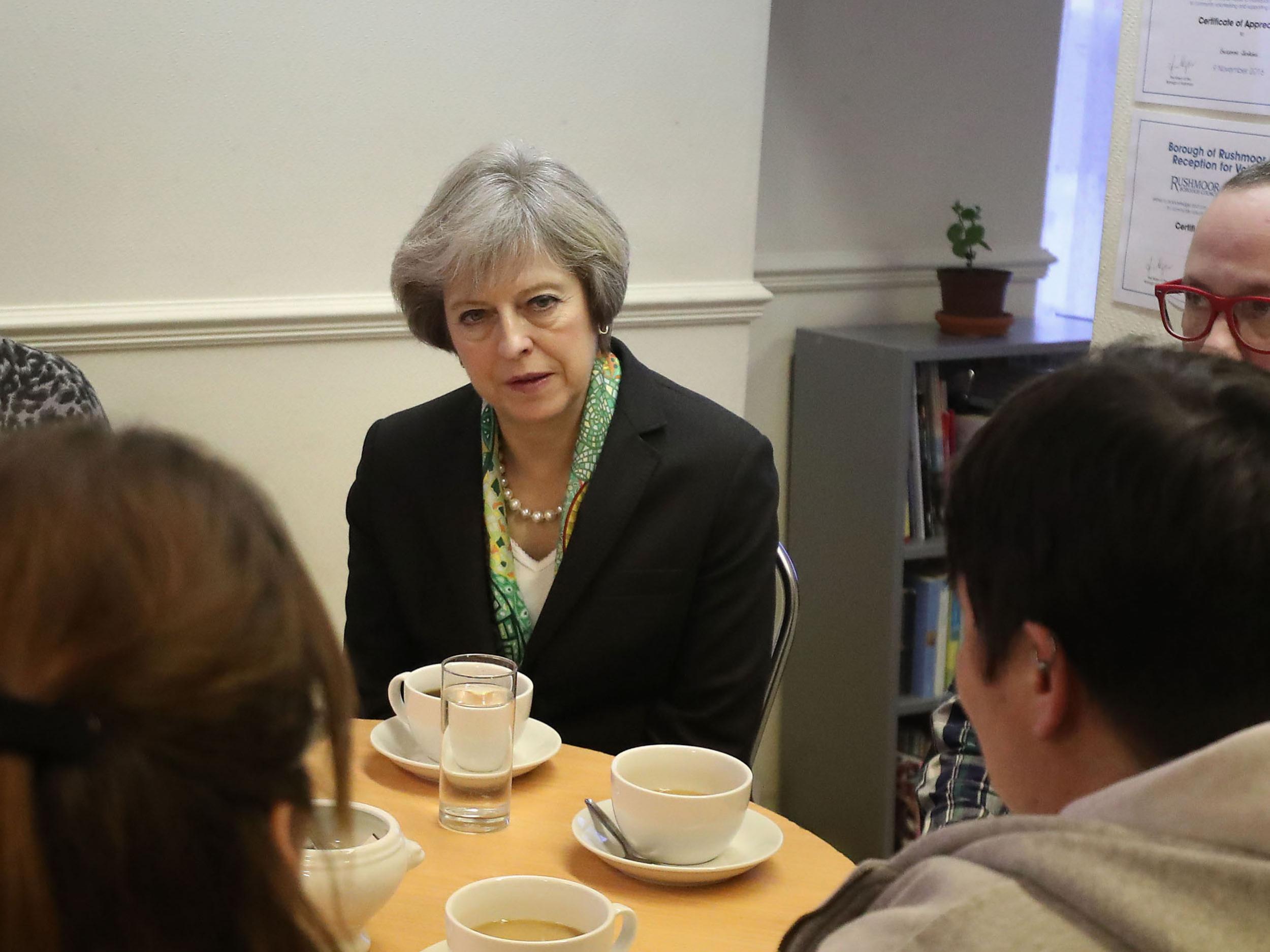 Theresa May visits a community mental health support centre, having promised to 'transform' attitudes to mental health problems