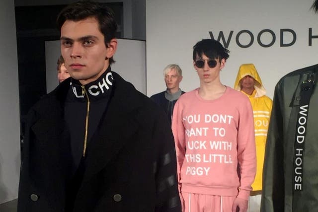 Julian Woodhouse used no choreography to show off his latest collection – just models standing behind a single message