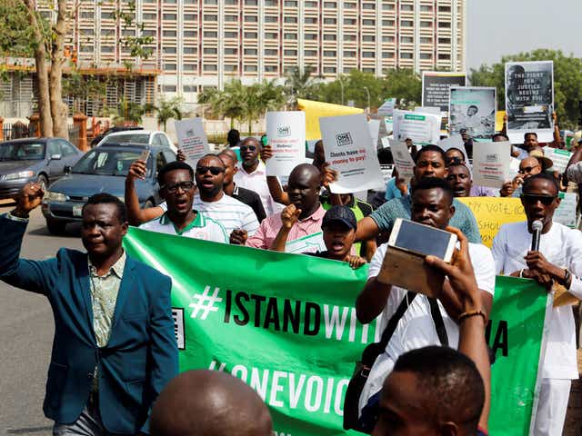 Hundreds turned out to march in Abuja, the Nigerian capital