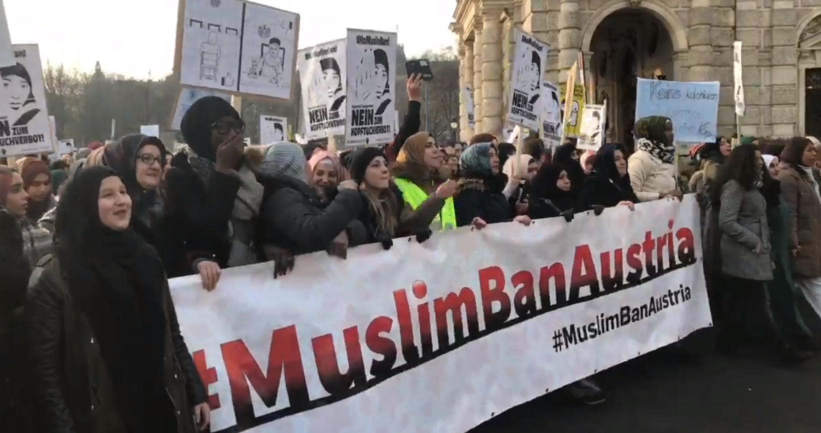 Thousands march in protest of Austrian face veil ban in 