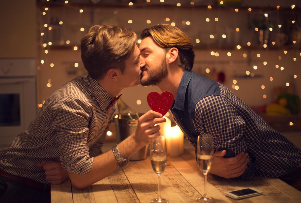 Male Gay Couple Making A Toast