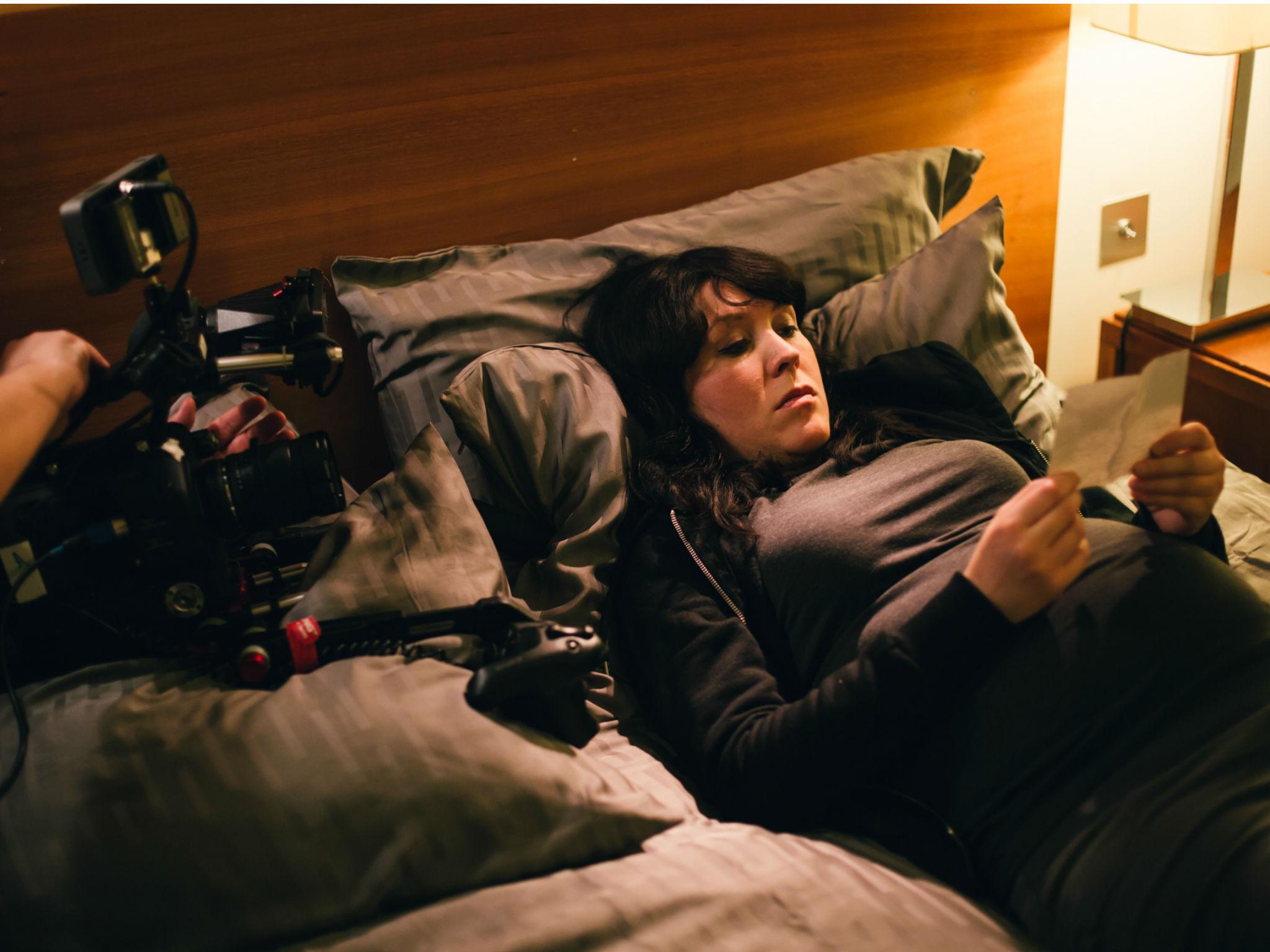A behind the scenes shot of Lowe on set of 'Prevenge'
