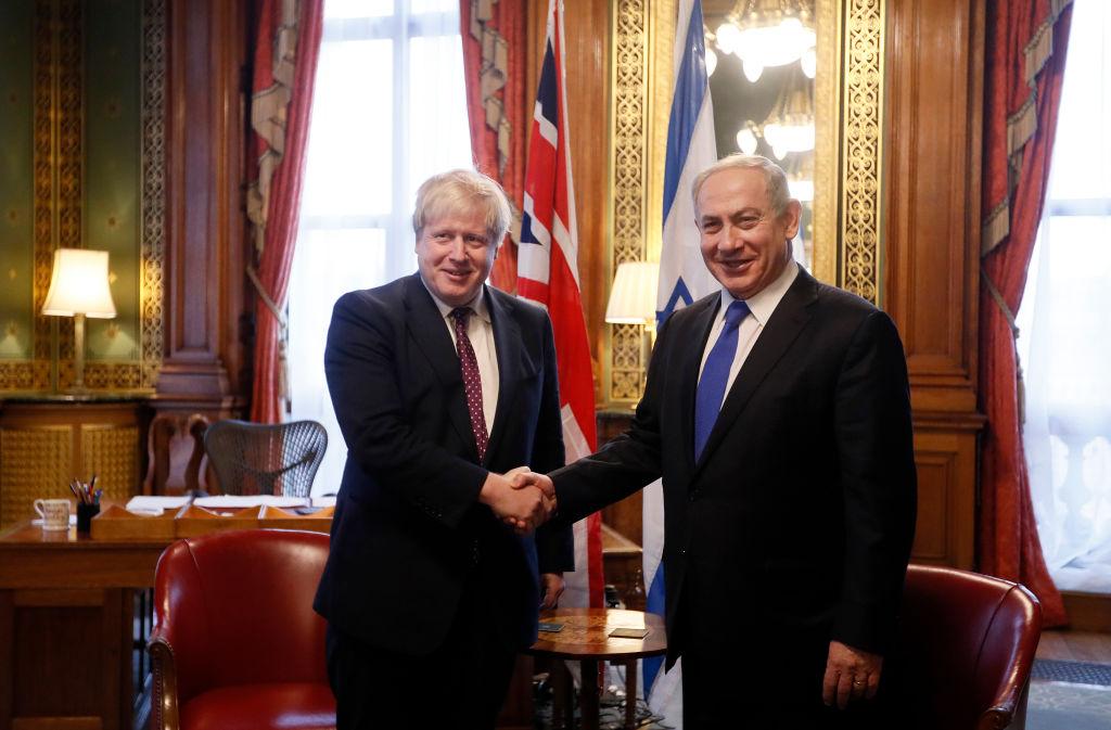 Foreign Secretary Boris Johnson greets Israeli Prime Minister Benjamin Netanyahu at the Foreign Office, London, on 6 February 2017