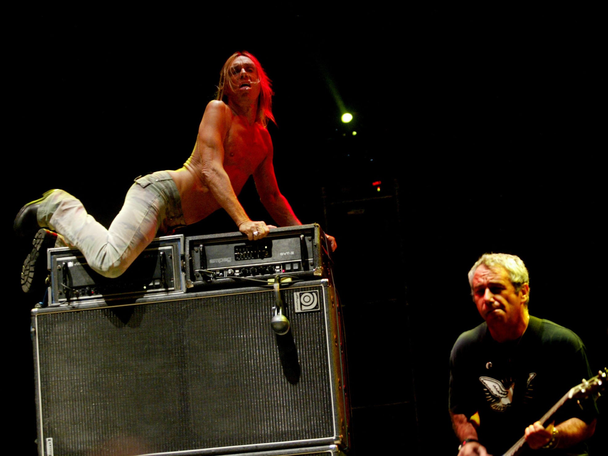 Rock star Iggy Pop performs with The Stooges