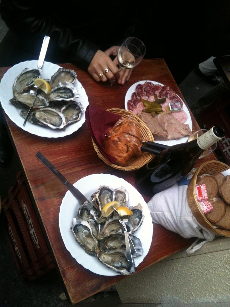 Wine and oysters at Le Baron Rouge, perfect for getting in the mood