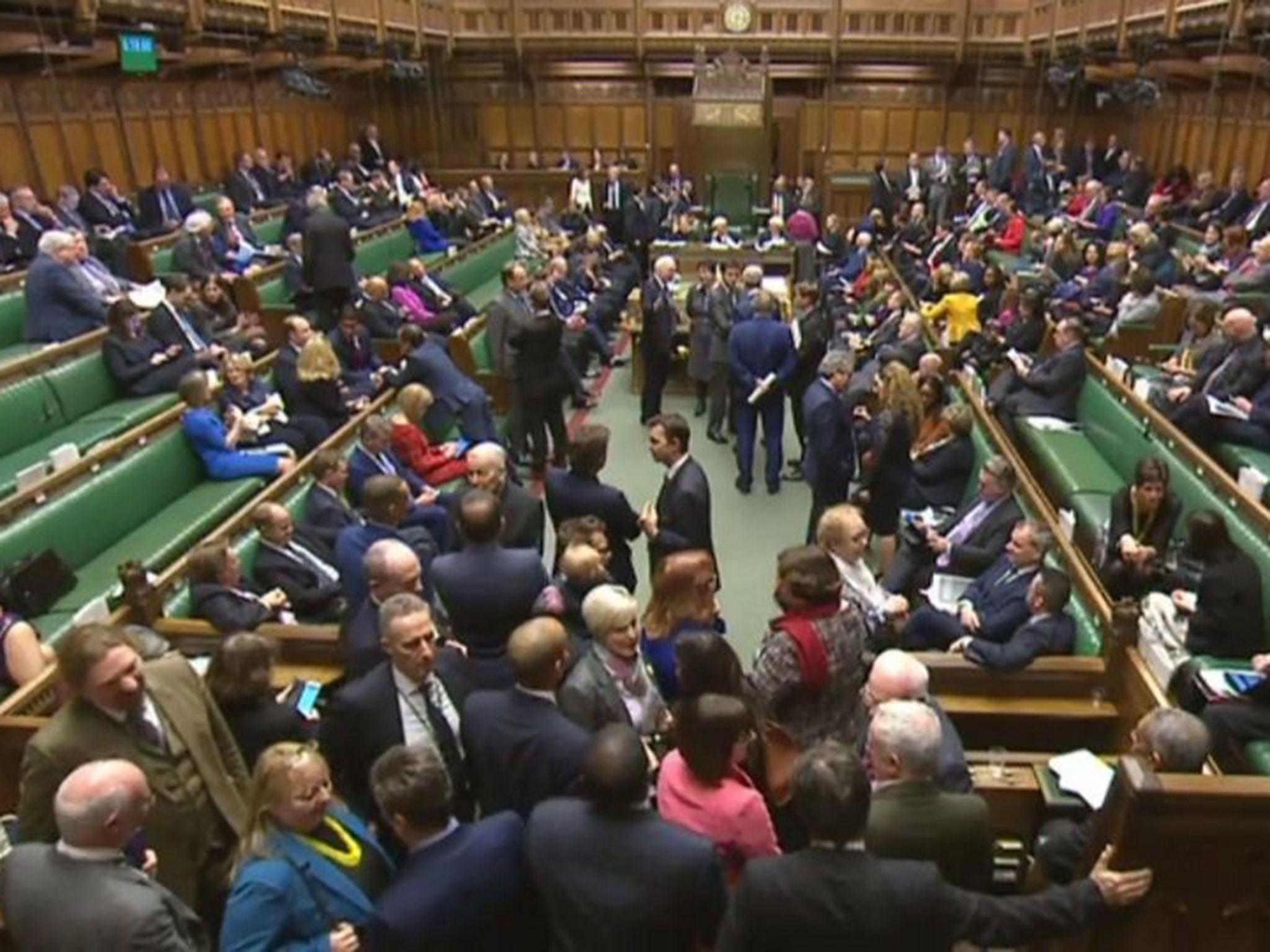 MPs during a vote in the House of Commons