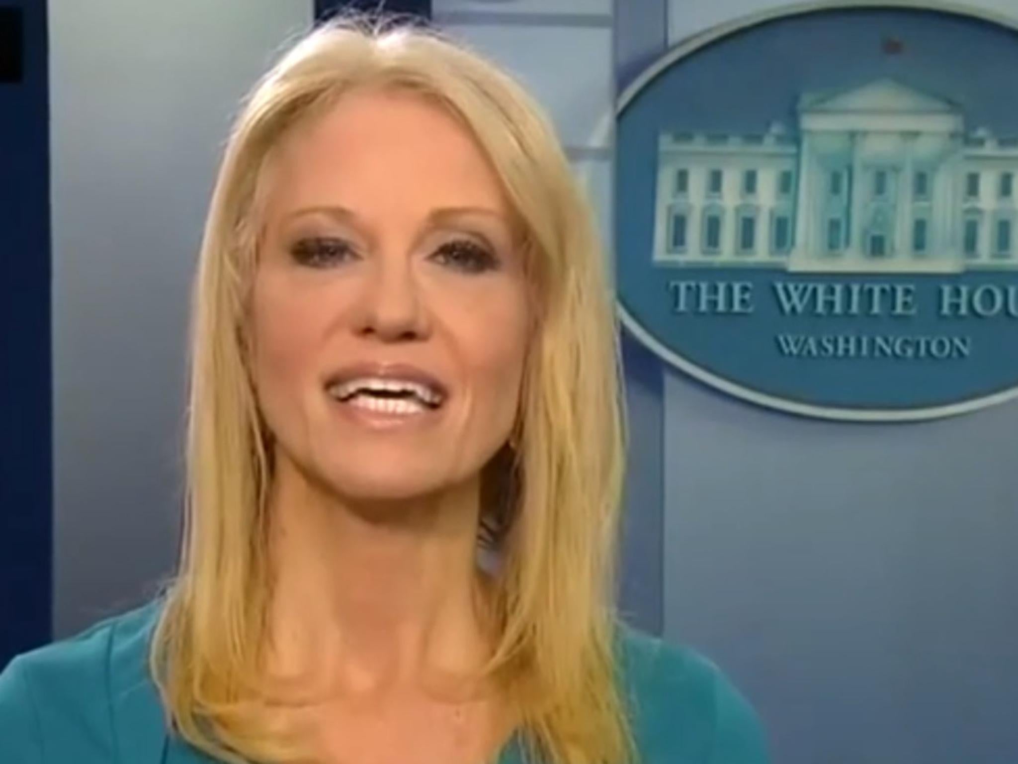Kellyanne Conway was interviewed in the White House Briefing Room when she urged viewers to ‘go buy Ivanka’s stuff’