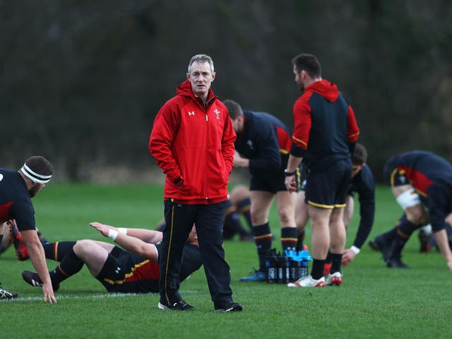 Rob Howley takes training with his Welsh side