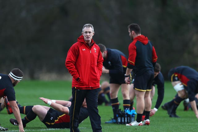 Rob Howley takes training with his Welsh side