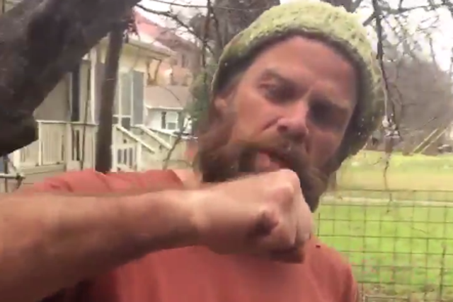 Thor Harris demonstrates 'how to punch a Nazi' in the video that caused his temporary suspension on Twitter