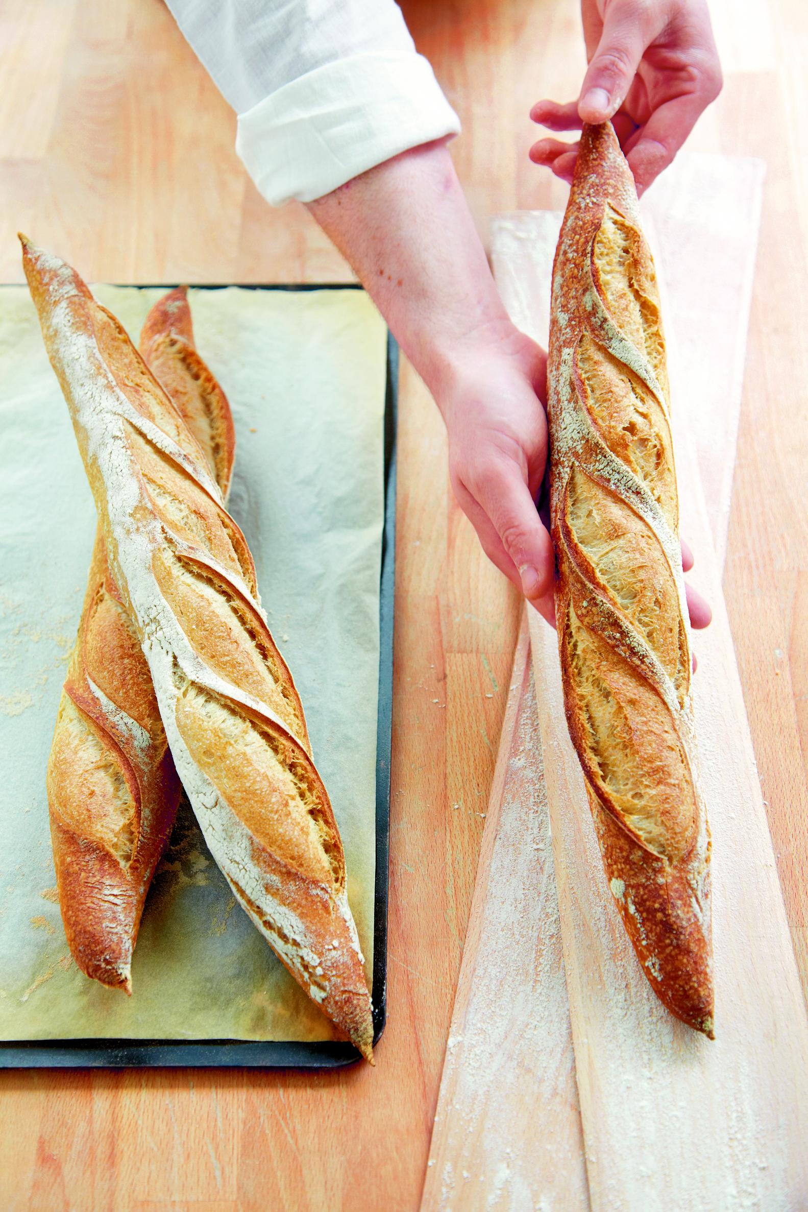 Classic French baguettes will have pinched ends