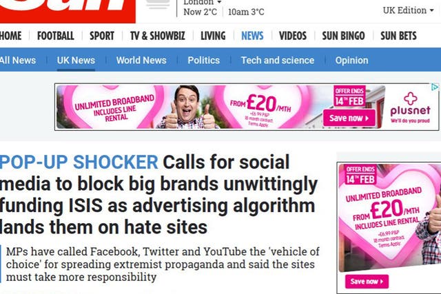 Plusnet responded in a tweet: 'When we bid for ad space the article isn’t shown. We’ve stopped these adverts and we’re sorry for any offence caused.'
