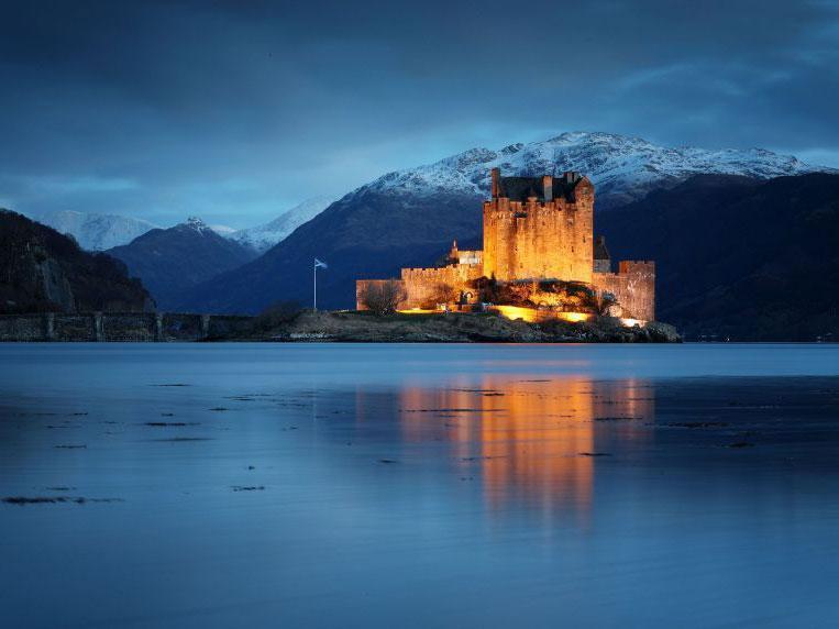 Eilean Donan Castle in Scotland, as a mini cold snap brought snow to parts of the UK