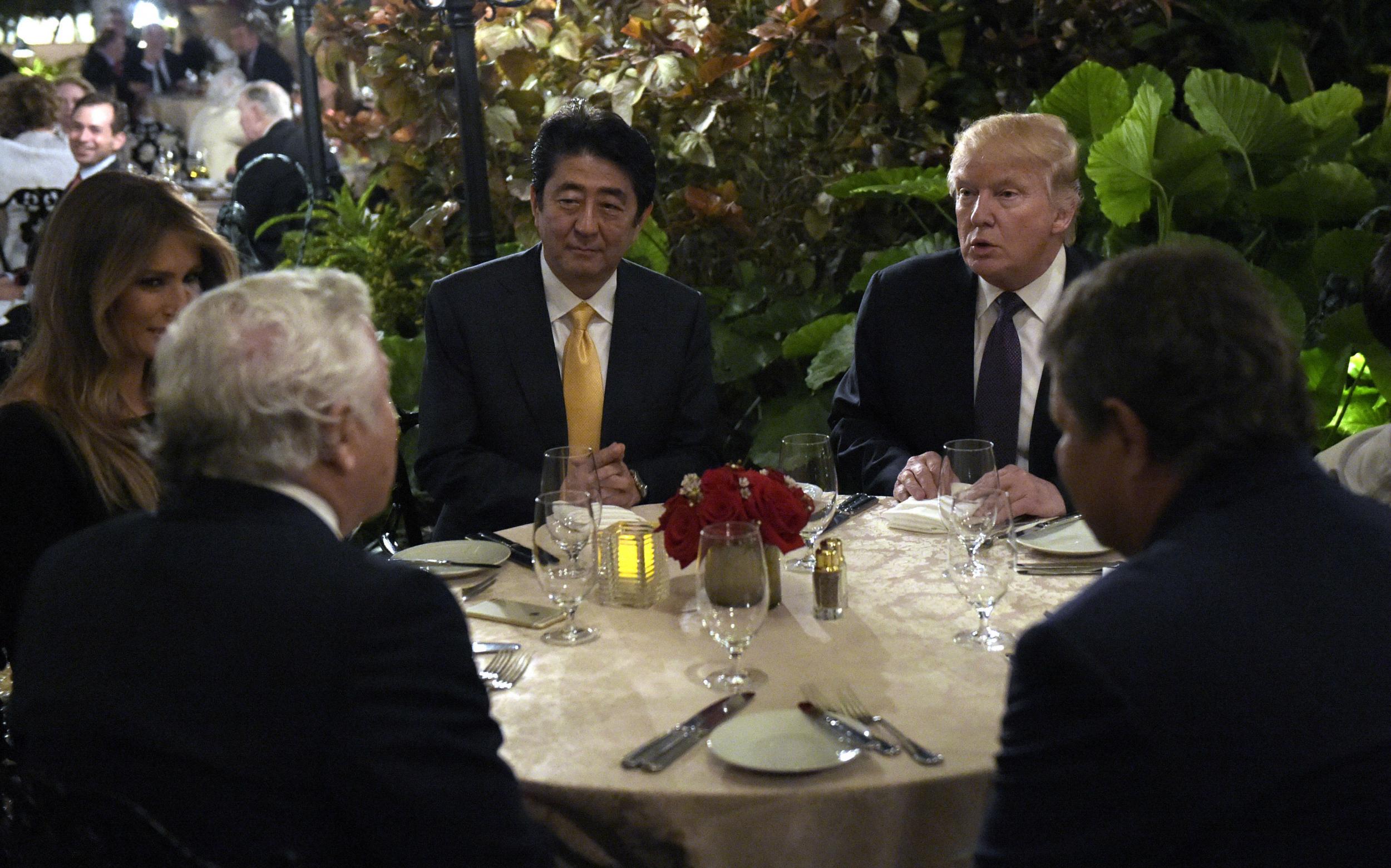 Mr Trump and the Japanese ate dinner at Mr Trump's Mar-a-Lago on Friday evening