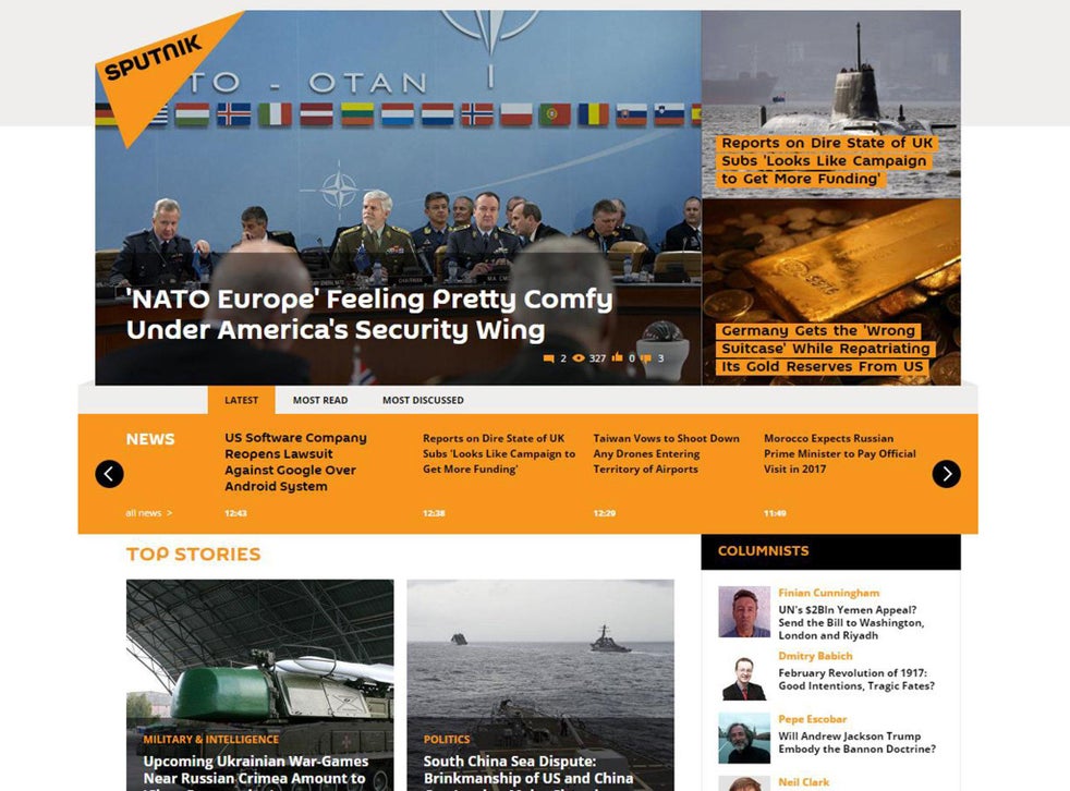Nato Accuses Sputnik News Of Distributing Misinformation As Part Of Kremlin Propaganda Machine The Independent The Independent