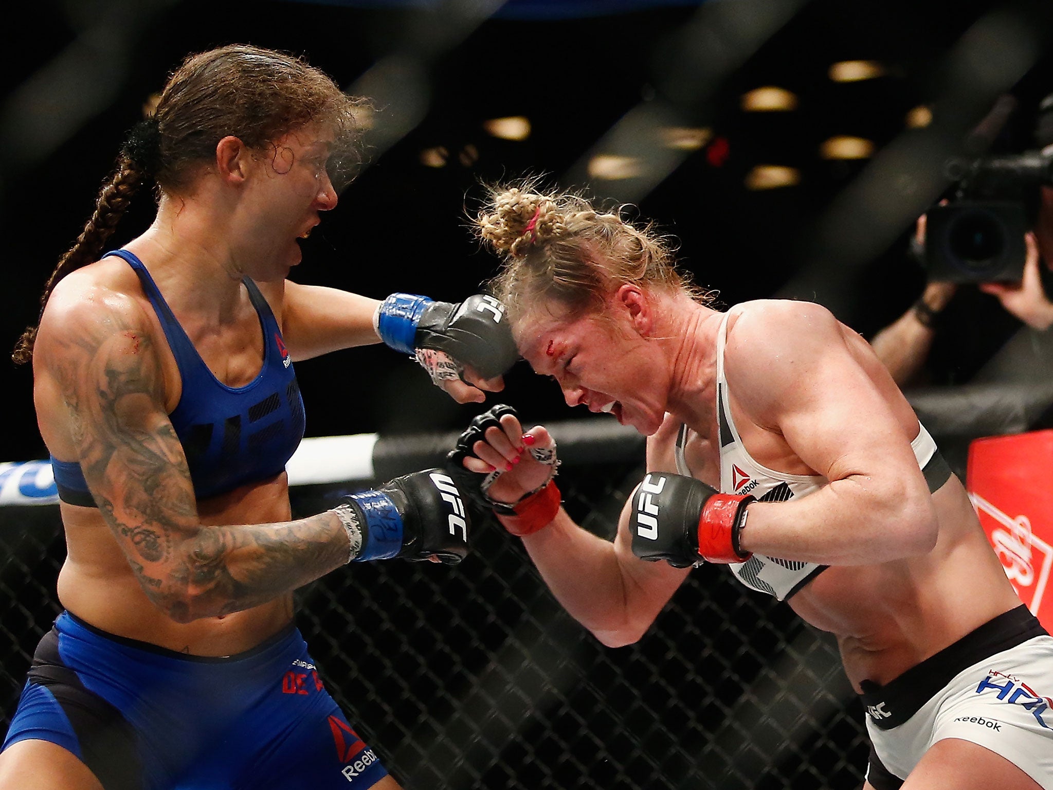 Germaine de Randamie lands a blow to her opponent's head