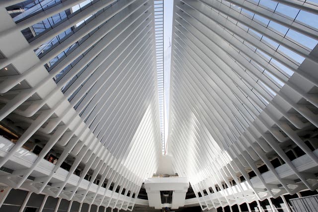 The interior of the Oculus structure of the World Trade Centre Transportation Hub