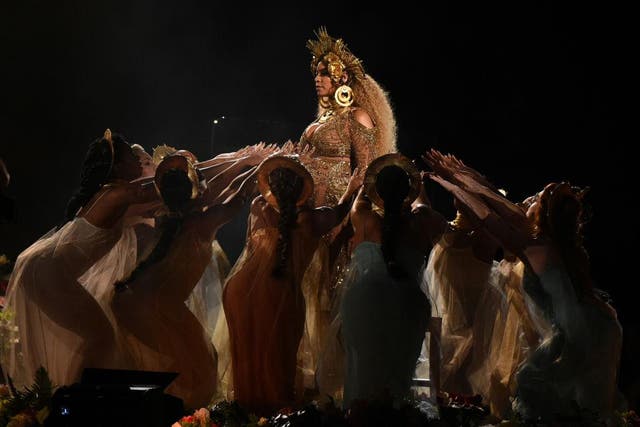 Beyonce performs at the 2017 Grammy Awards