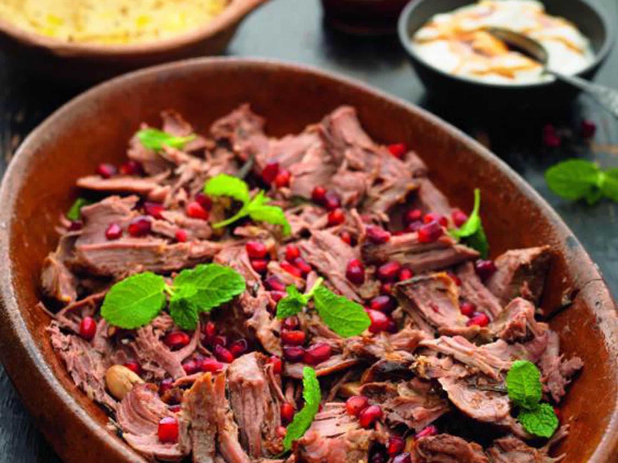 Pomegranate seeds and molasses give a sweet edge to this tasty meal