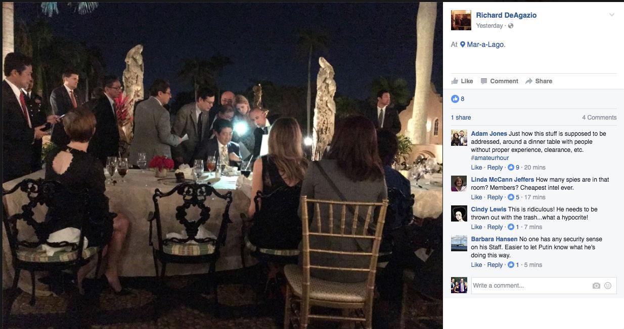 Mr DeAgazio posted images of the president with Japanese prime minister Shinzo Abe