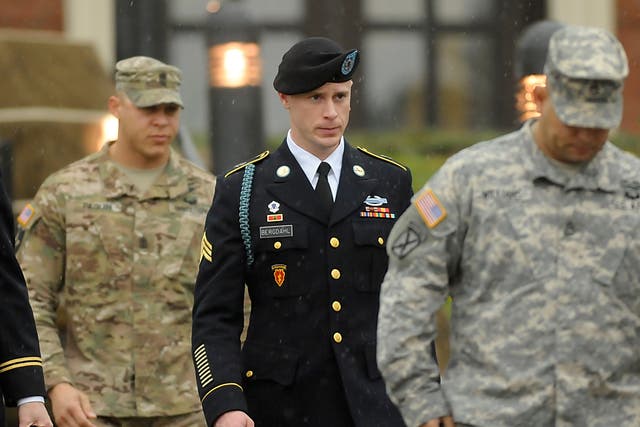 Bowe Bergdahl leaving a military courthouse in December