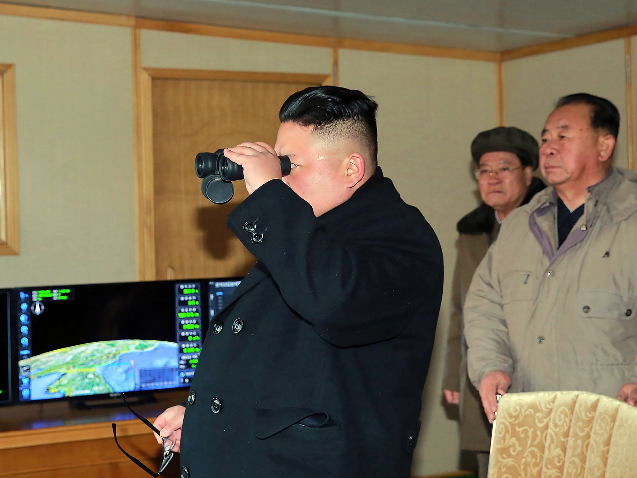 View from the North: Kim Jong-un allegedly inspecting the latest missile test (Getty)