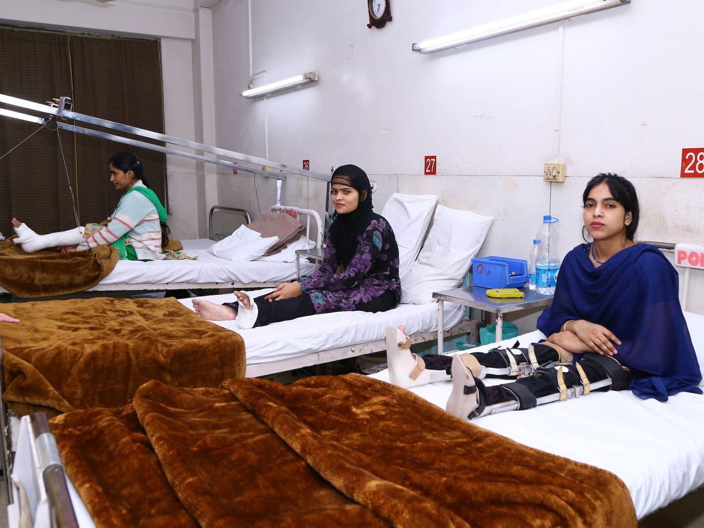 Rabiya (R) in the Polio ward of St Stephen’s hospital