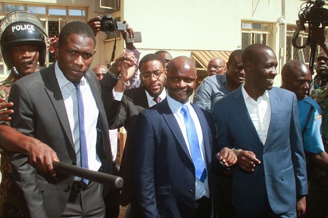 Doctors’ union officials, Ouma Oluga (left), Samuel Oroko (centre), and Allan Ochanj, were among the doctors to be jailed in Nairobi yesterday