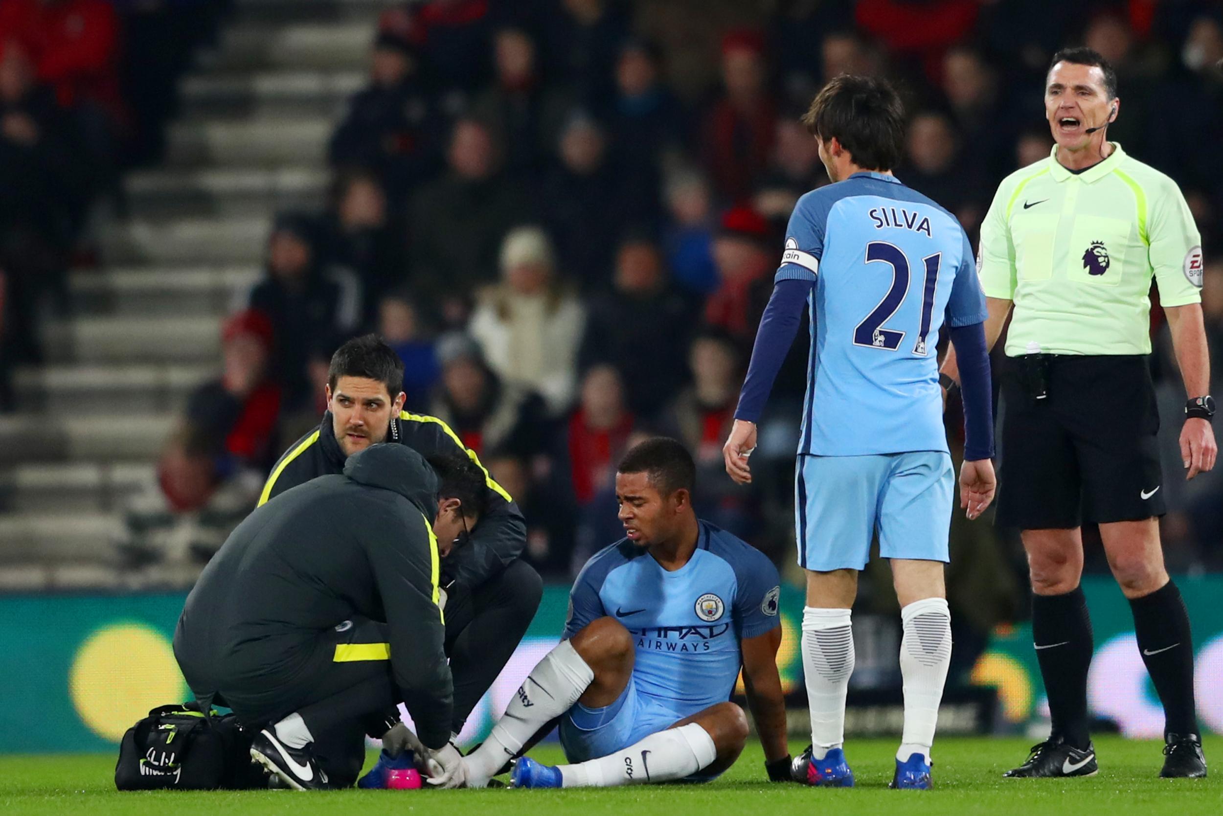 Gabriel Jesus was forced off after 15 minutes with injury