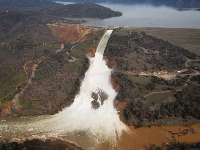 Over 200,000 people have been evacuated after a hole emerged in an emergency spillway of the Oroville Dam, threatening to flood the surrounding area