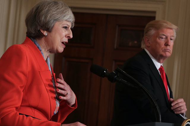Theresa May has reached out to the far-right US president