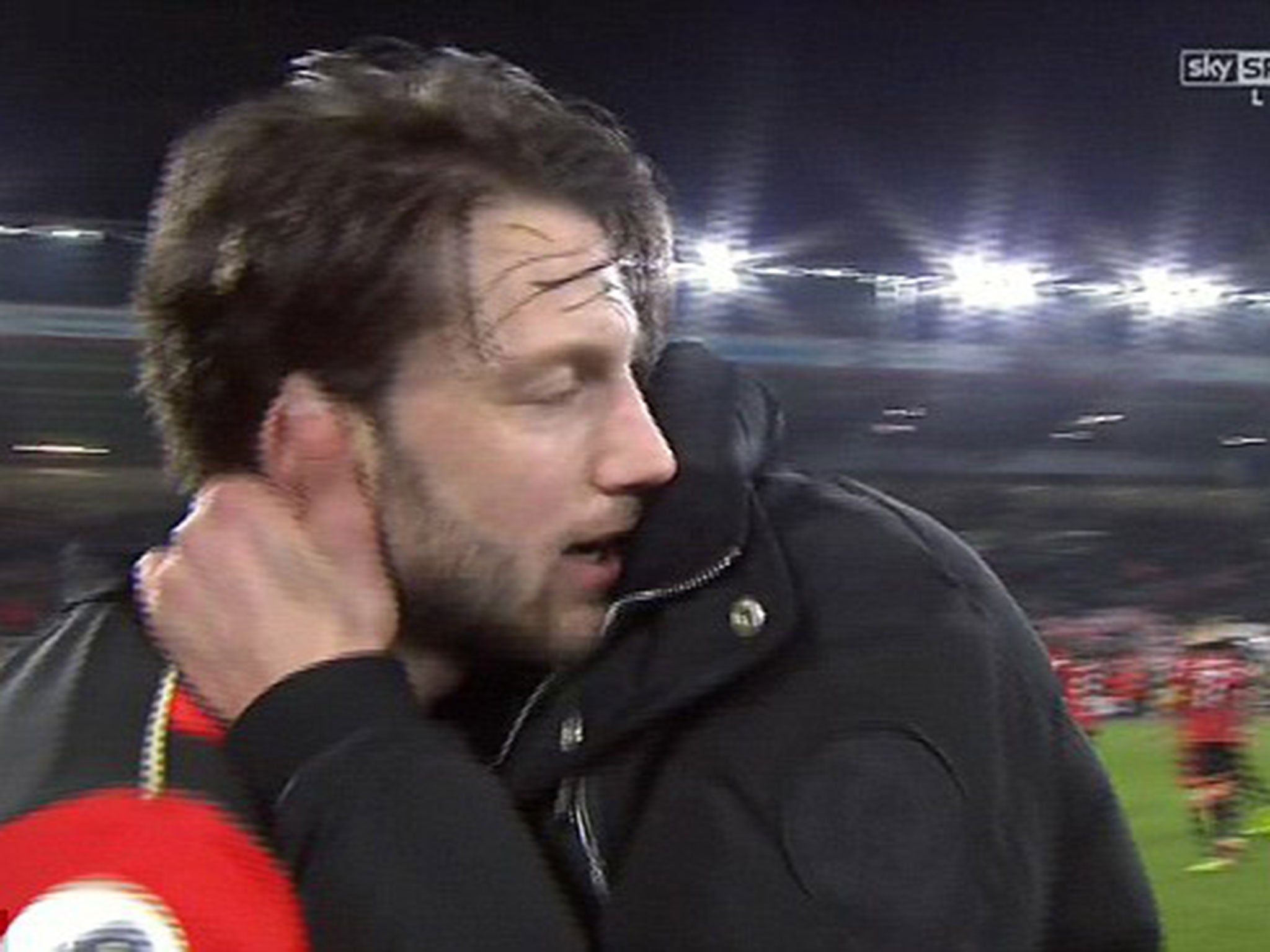 Guardiola embraced Arter after speaking with him