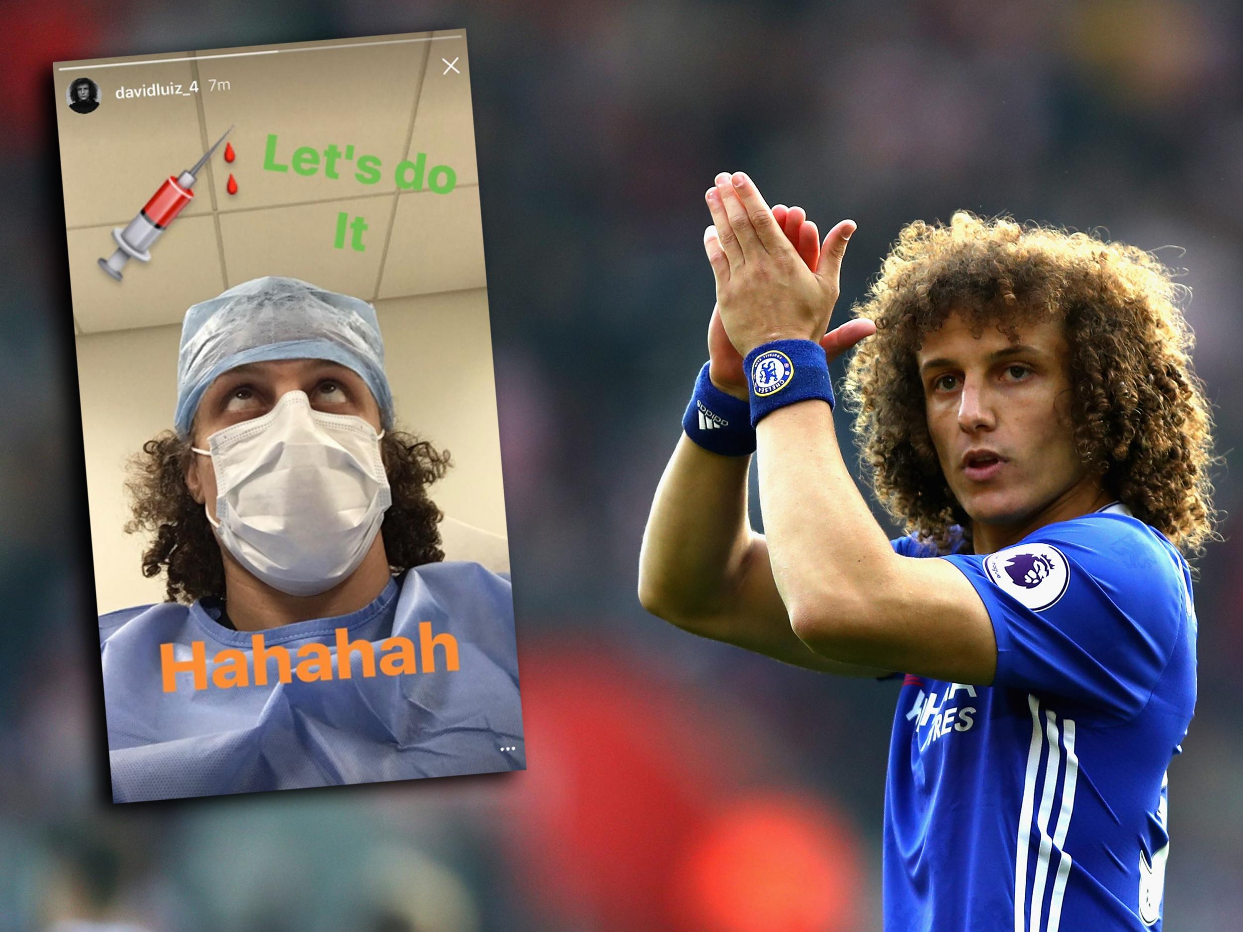 David Luiz took to Instagram to share a picture of himself in hospital