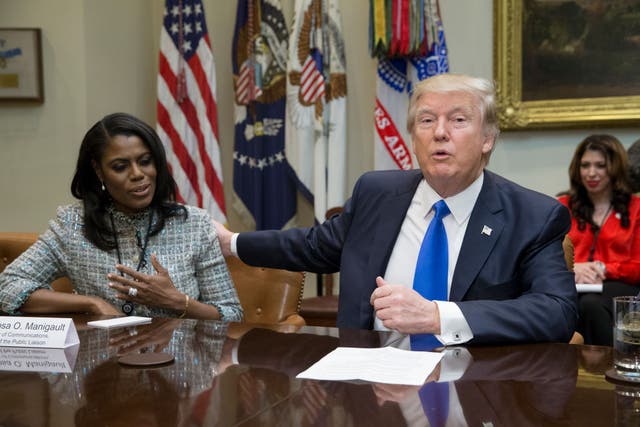 Donald Trump with Omarosa Manigault, Director of Communications for the Office of Public Liaison