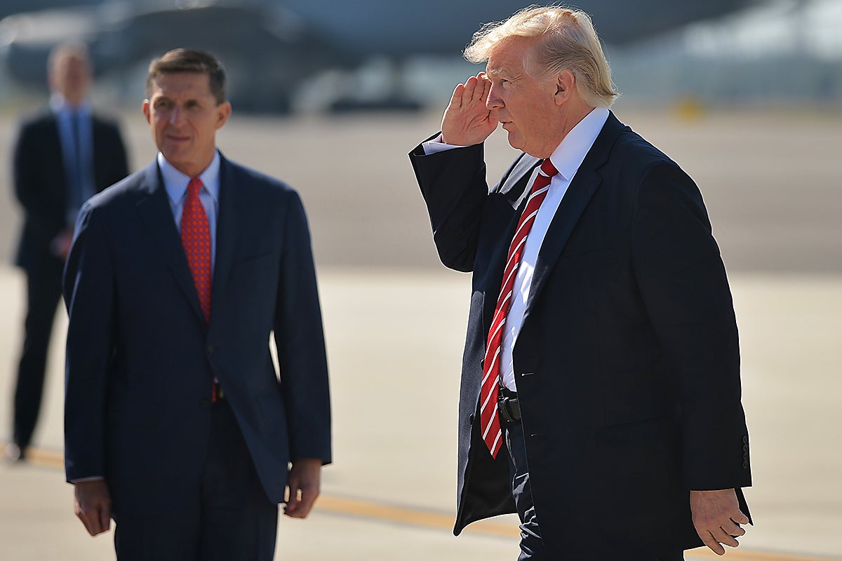 Former National Security Advisor Michael Flynn and US President Donald Trump