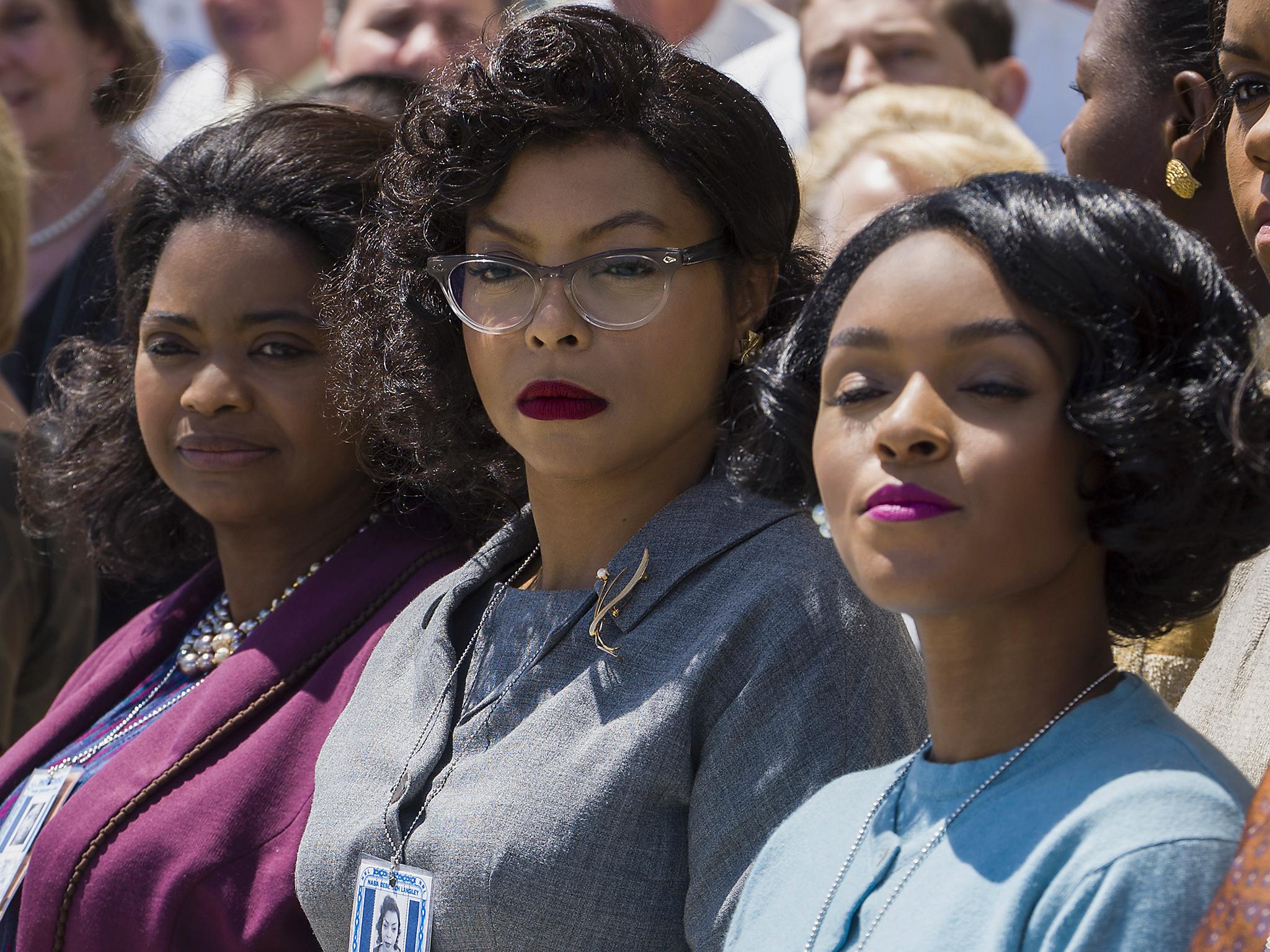 Octavia Spencer as Dorothy Vaughan, Taraji P Henson as Katherine Johnson and Janelle Monae as Mary Jackson in the film ‘Hidden Figures’