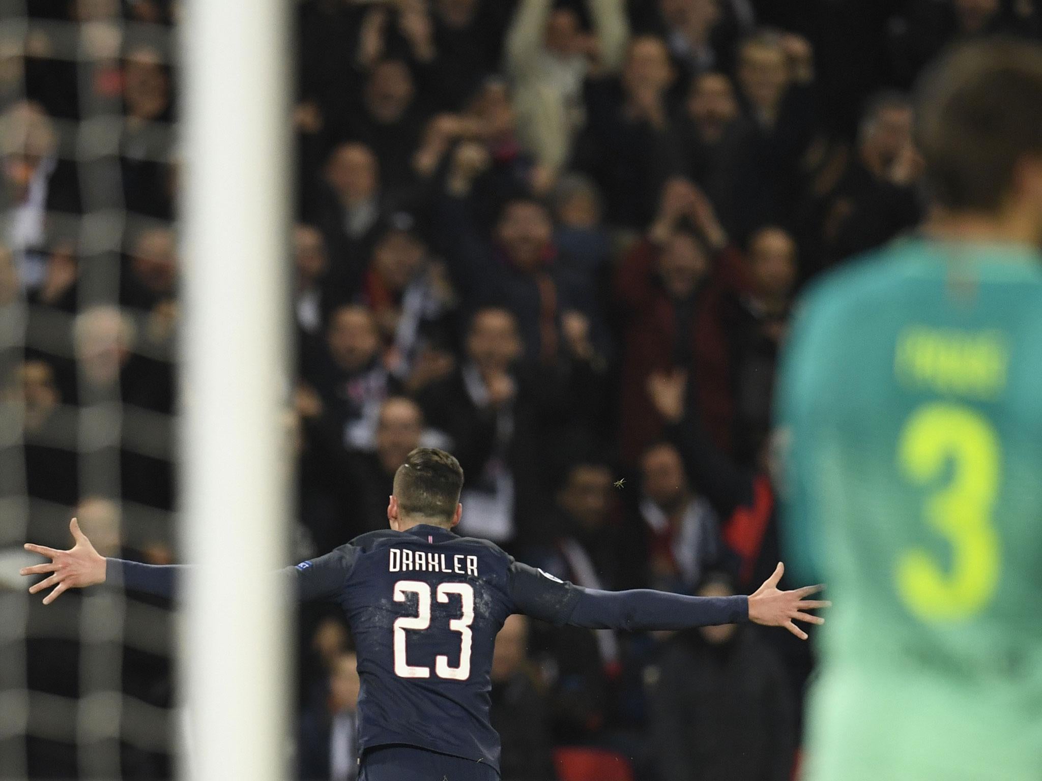 Draxler wheels away in celebration after scoring PSG's second