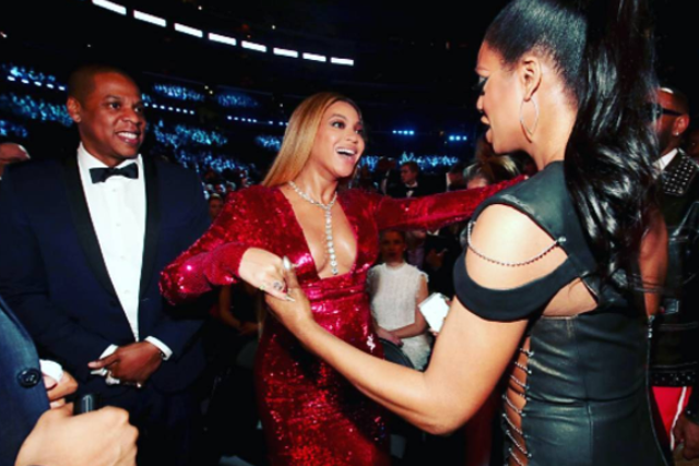 Laverne Cox meets Beyonce at the Grammy Awards in LA