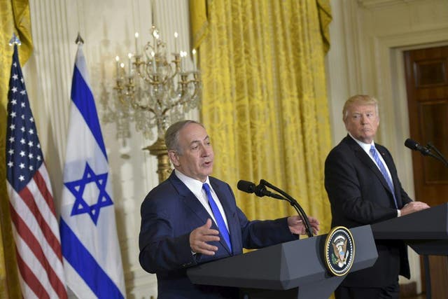 Benjamin Netanyahu and Donald Trump hold a joint press conference at the White House