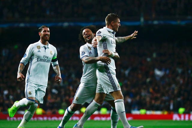 Toni Kroos scored Madrid's second with a perfect finish past Pepe Reina