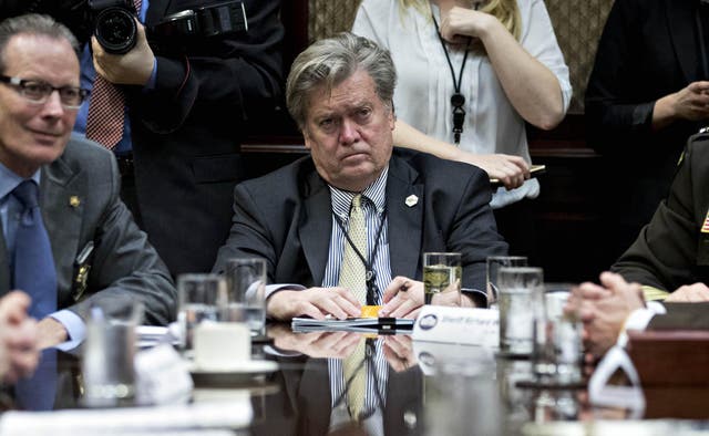 Steve Bannon in the Roosevelt Room of the White House on February 7, 2017 in Washington DC.