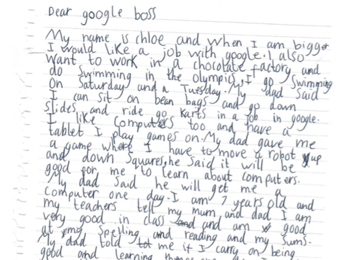 Google CEO Sundar Pichai responds to seven-year-old girl's handwritten ...