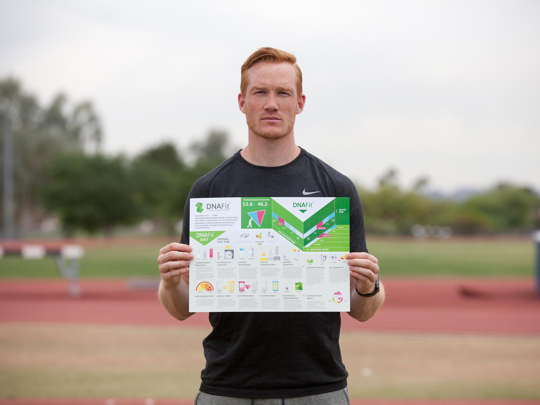 Olympic champion Greg Rutherford with his DNAFit infographic