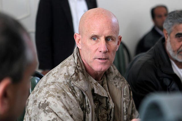 Vice Admiral Robert S Harward visits Zaranj, Afghanistan on January 6, 2011.