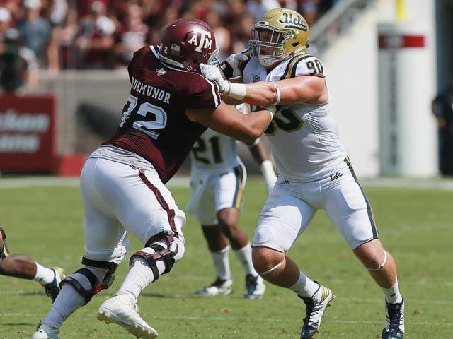 Londoner Jermaine Eluemunor in action for Texas A&M